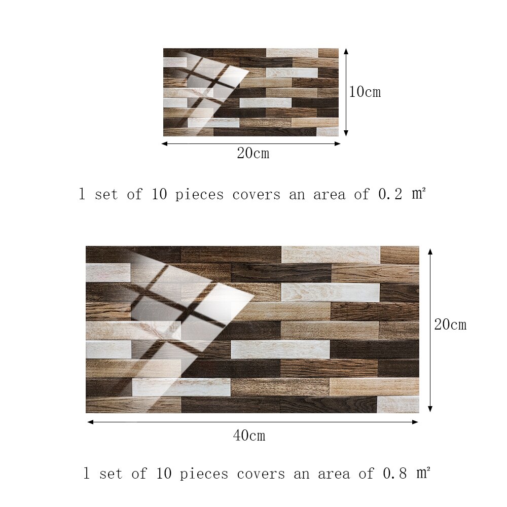 10 Stks/set Rechthoek Houtnerf Textuur Tegels Muursticker Keuken Olie-Proof Wastafel Tafels Home Decor Keramiek Art Behang