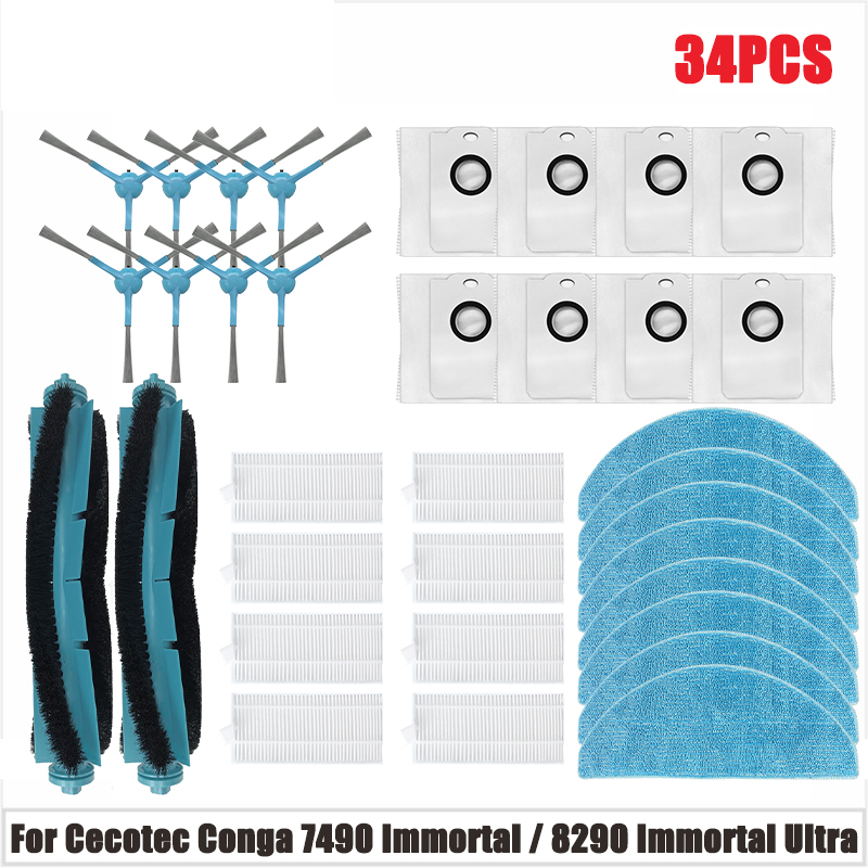 per Cecotec conga 7490 immortale / 8290 immortale / Kabum accorto 900 Aspirapolvere Pezzi di ricambio Spazzola Mocio Filtro Parte Accessori: Radura