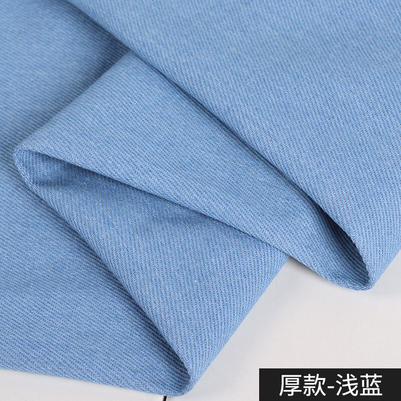Washed Denim Fabric By The Meter for Sewing Jeans Shirts Clothes Thin Plain Blue Black Cloth Coats Thickened Winter Cotton Soft: Thick light blue