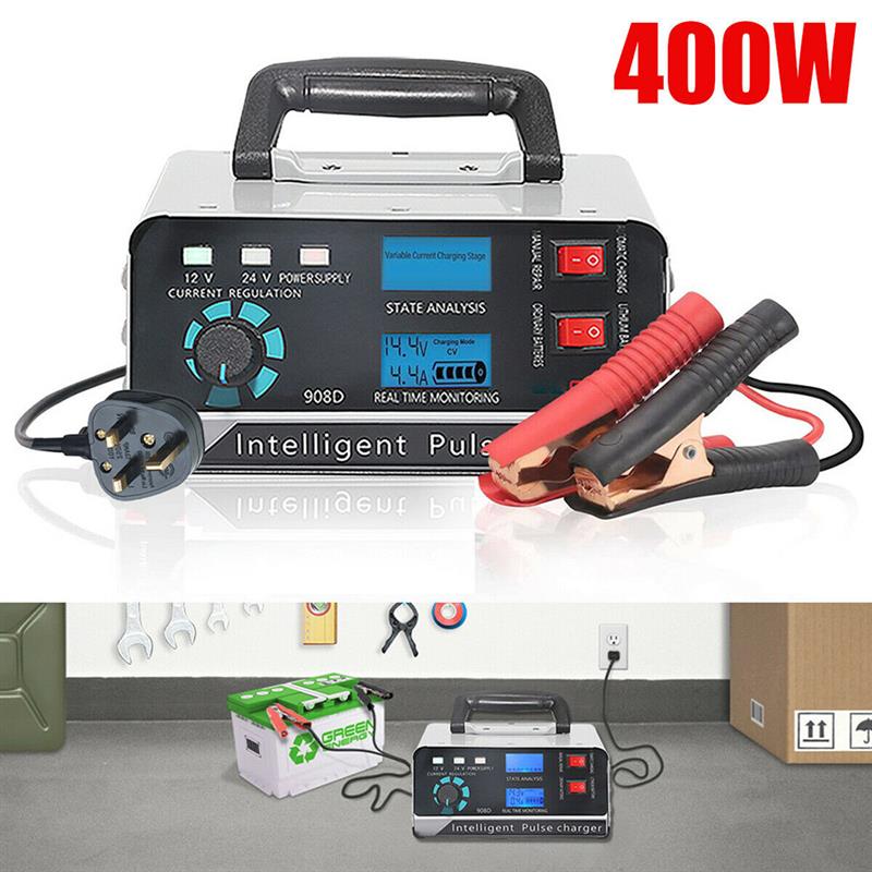 Motorcycle Smart Battery Charger 12V/24V Automotive Battery Charger 400W 40A Trickle Smart Pulse Repair For Car Truck Boat