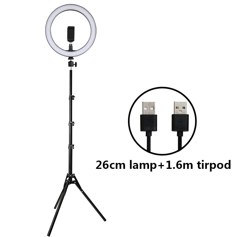 LED Selfie Ring Light 12W 5500K Photo Studio Photography Photo Fill Ring Lamp with Tripod for iphone Yutube Live Video Makeup: 160cm Tripod