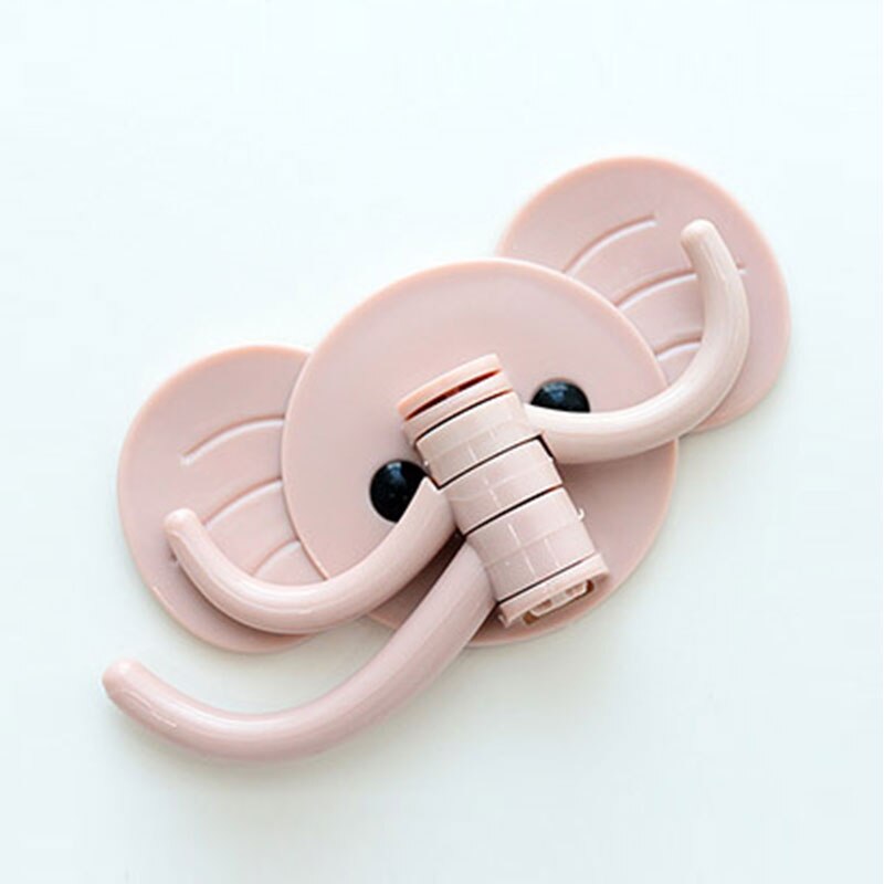 Elephant Nose 3 Hooks Useful Storage Wall Hanger Self Adhesive Hooks Door Sticky Hanger Home Office Bathroom Supplies: pink