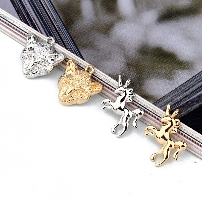 10pcs European Leopard Unicorn Earring Alloy Charms Connector Findings Punk Necklace Bracelet Keychain Jewelry Make