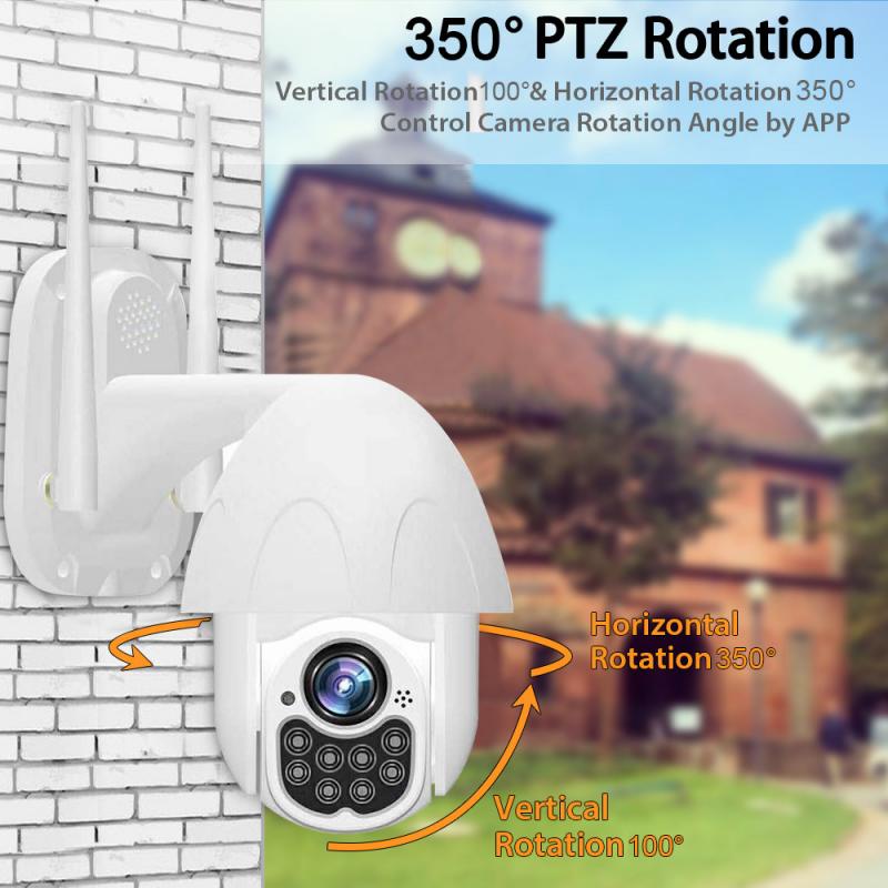 Câmera de segurança externa ptz hd, ip, sem fio, hd 2mp 1080p cctv, IR-CUT wi-fi, ip, visão noturna