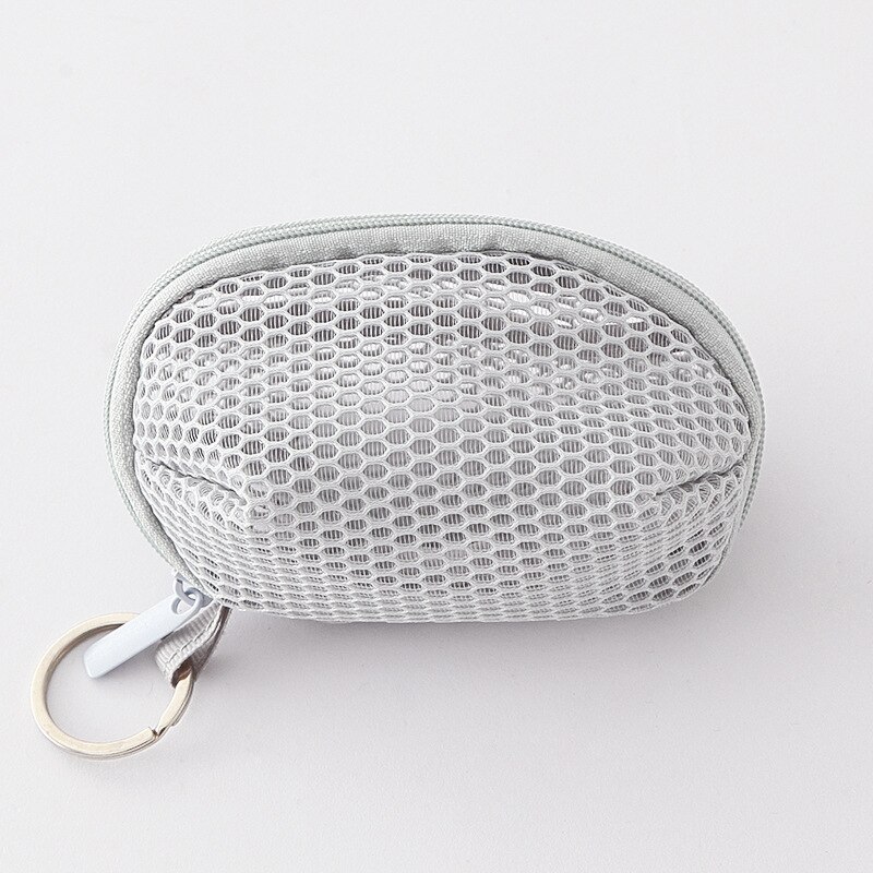 Fashion Mini Women Zipper Coin Purse Small Storage Pouch Girls Kids Polyester Mesh Key Coin Bag Convenient 5 Colors Small Wallet: Grigio chiaro