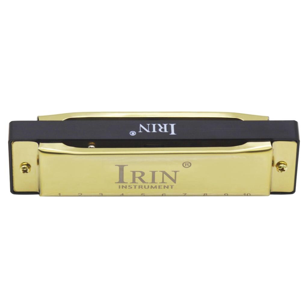 Copper 10 Hole Harmonica - G Key - Double Row - For Adults Beginners - Golden