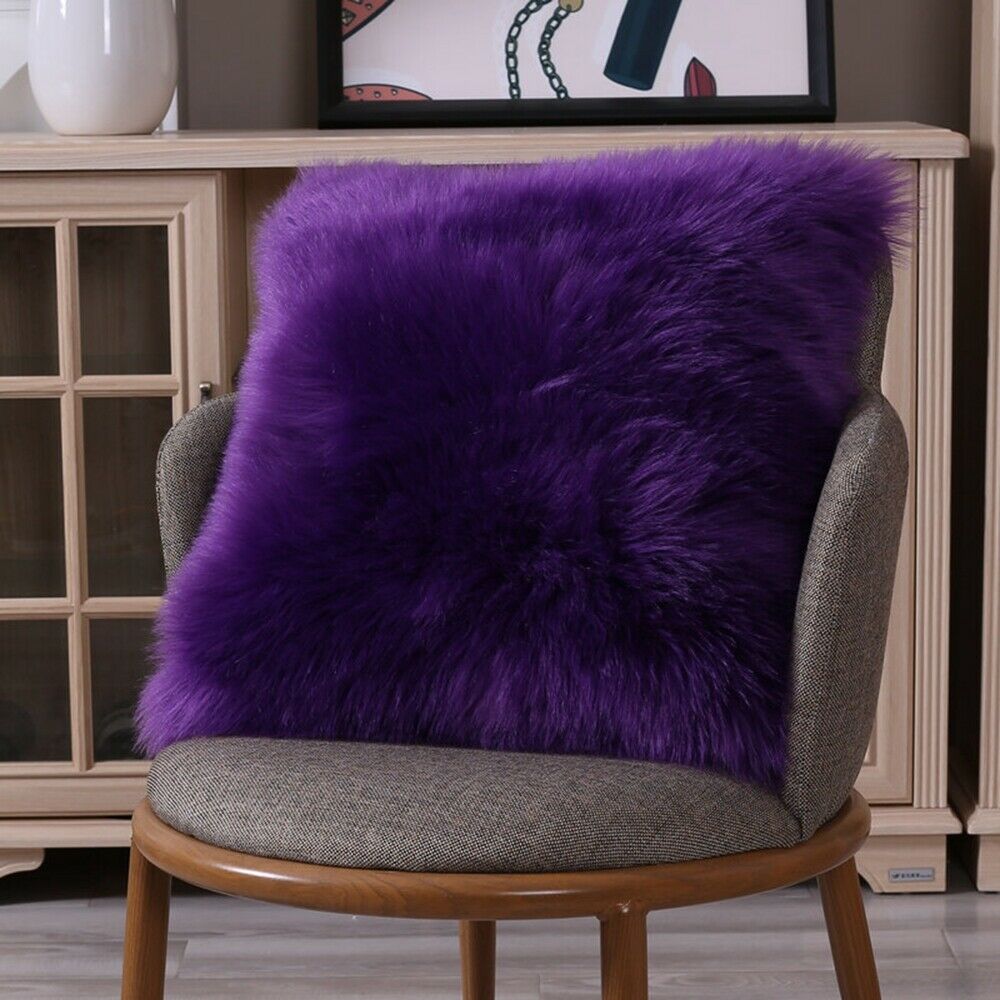 Faux Fur Fluffy Pluche Zachte Sofa Sierkussen Cover Kussen Case Solid Home Decor Woonkamer Slaapkamer: Paars