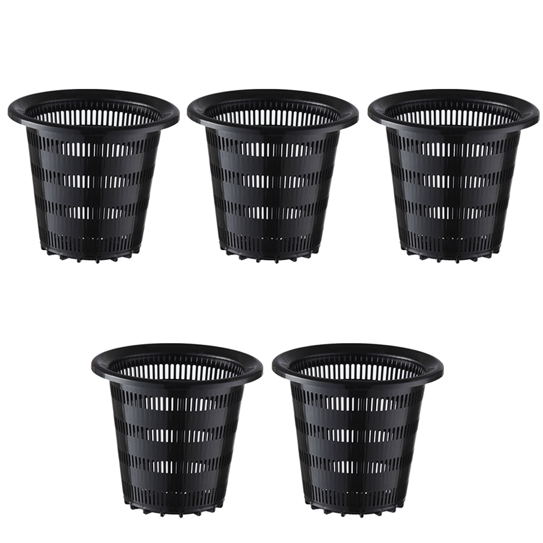 5 sztuk 10X10X9 cm siateczkowa doniczka netto puchar sadzenia kosz roślina hydroponiczna rosną narzędzia ogrodnicze-zielony biały czarny: czarny