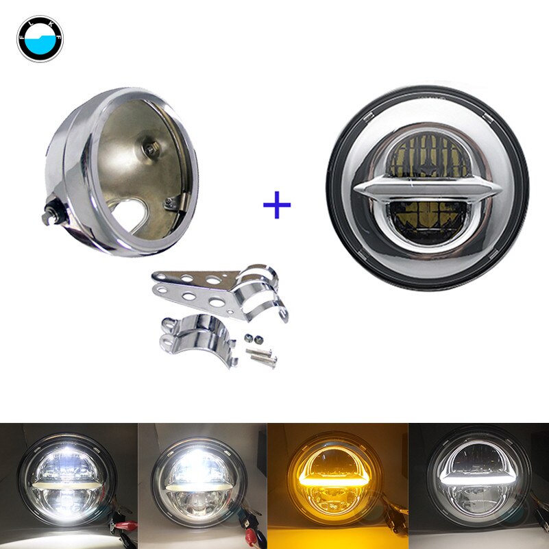 5.75" Round Headlamp 5-3/4 Inch LED Headlight DRL For Softail Dyna And Sportster Models.: Ice Blue