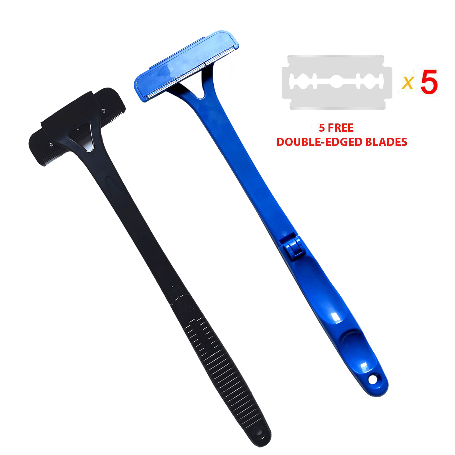 Afeitadora de pelo para hombre, afeitadora corporal de seguridad con mango largo, recortadora plegable, herramienta de afeitar para eliminación de piernas y cuerpo con cuchillas