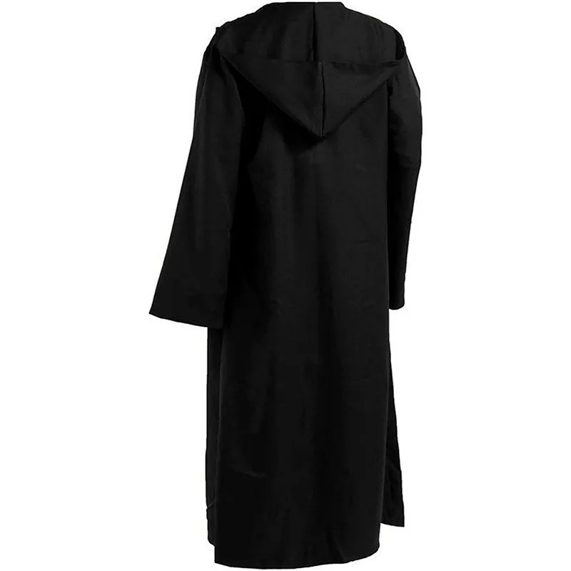 Medeltida män tunika huva mantel mantel riddare cosplay kostym trollkarl vampyrmantel mantel munk fantasi halloween