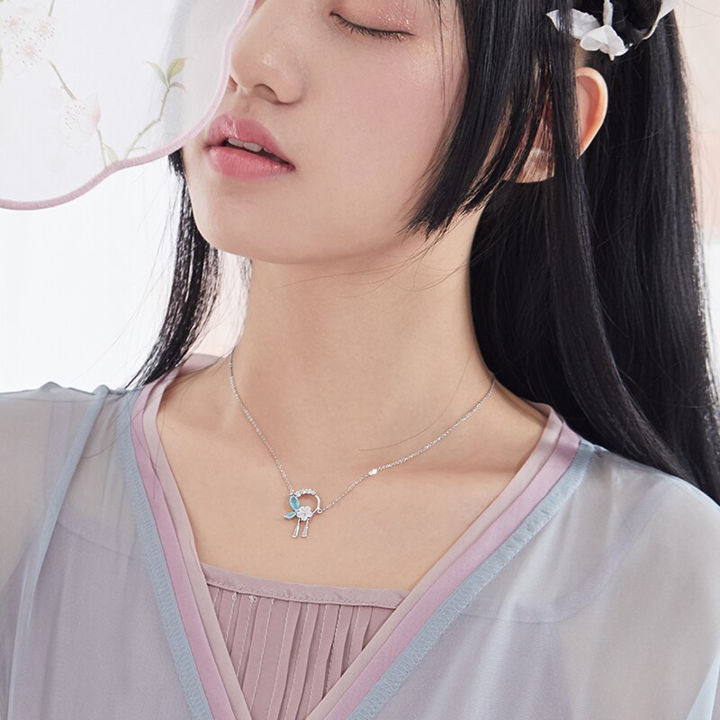 Thaya Blumen und Blätter Quasten Halskette 925 Silber Cubic Zirkon Kristall Halskette für