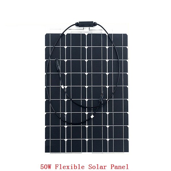 50W 18V Solar Batterij Flexibele Zonnepaneel Voor Vissen Boot Cabine Camping