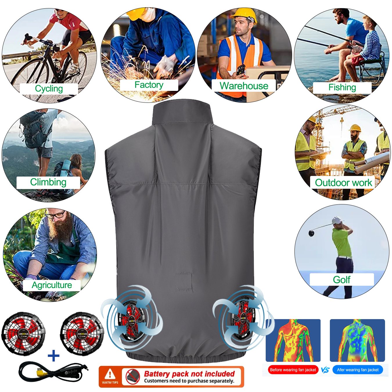 12V/5V USB Mannen Koelventilator Vest Zomer Ijskoele Airconditioner Kleding Ademend Outdoor Wandelen Vissen Camping Werkvest