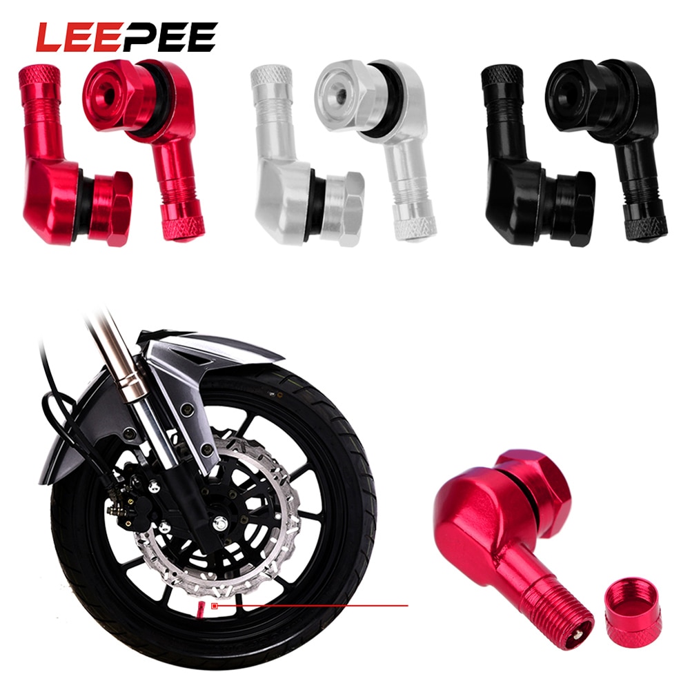 Leepee motorcykel ventilspindel 11.3mm 90 graders vinkelhjul slanglösa ventilspindlar 1 par däck tillbehör