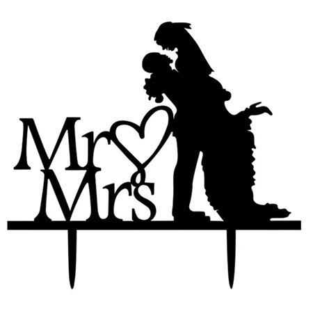 Romantische Wedding Cake Topper Mr Mrs Acryl Zwart Toppers Bruid Bruidegom Voor Verjaardag Bruiloft Decoratie Feestartikelen: N