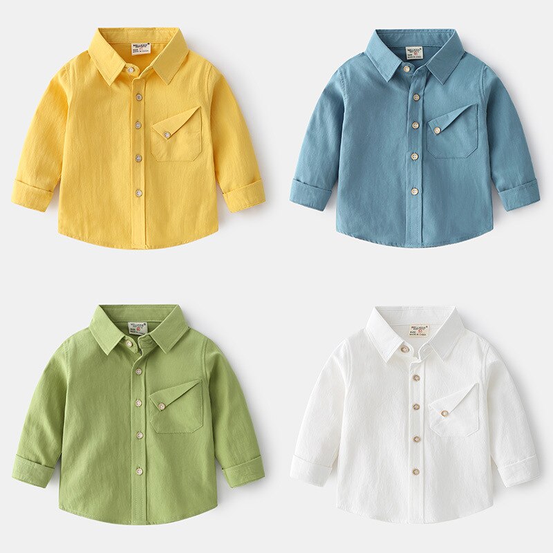 Snoep Kleur Jongens Shirts Zomer Herfst Kids Tops Zomer Turn Down Kleur Pocket Tops Tees Kinderkleding