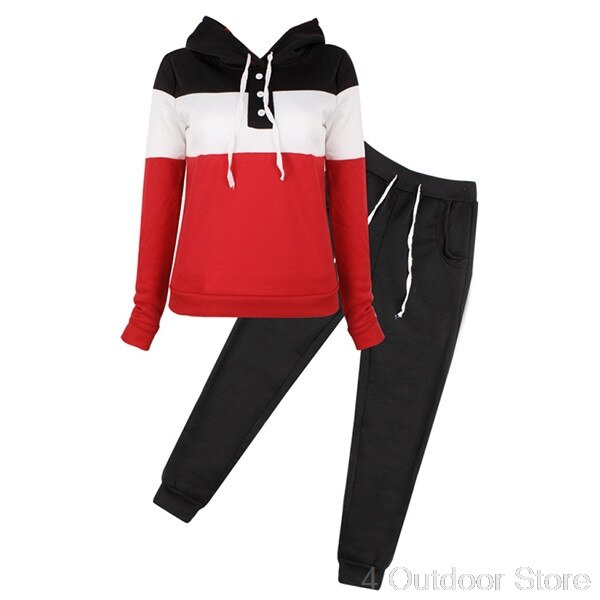 Women Casual Tracksuit Hoodie Sweatshirt Sweater Pants Sports Jogger Outfits Set O01 20: XL / BK