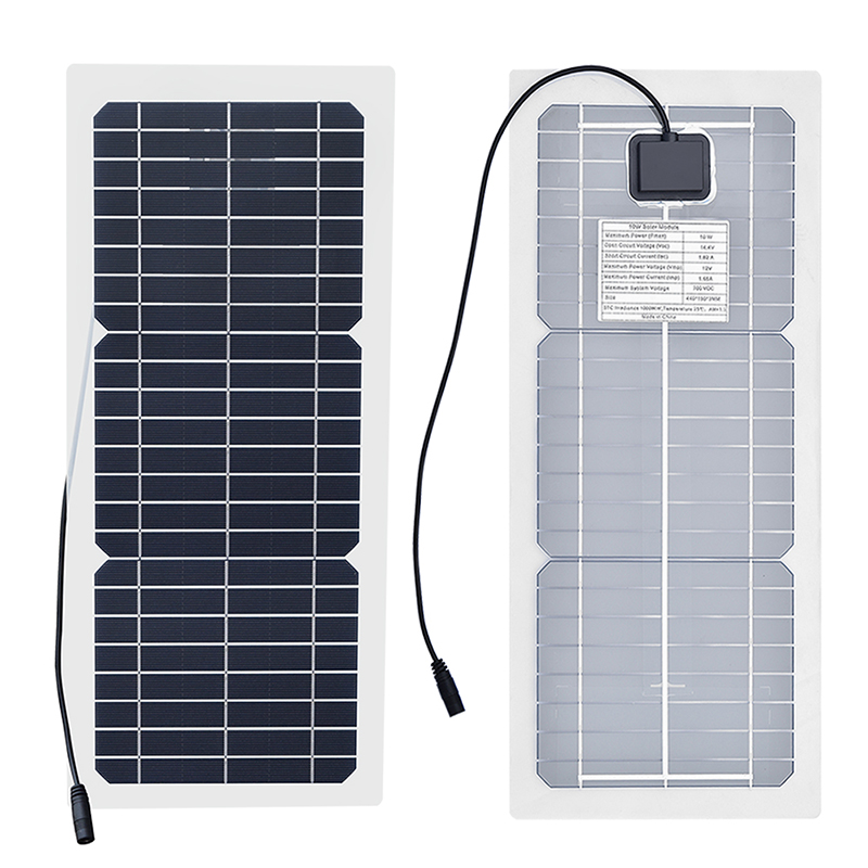 DC12V 10W Portable Solar Panel semi-flexible Monocrystalline Solar Cell Outdoor Connector DIY Solar Charger Panel Solar Power