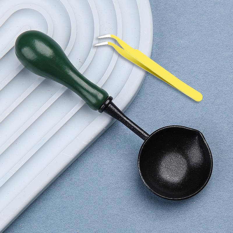 Hoogwaardige Lakzegel Non Stick Lepel Zegellak Lepel Stempelzegel Verwarming Lak Wax Tool Anti Stick schoon te maken: Bruin