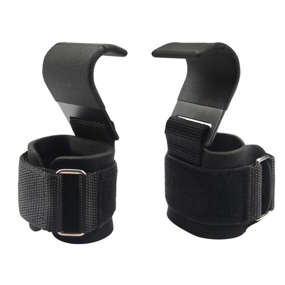 Ganchos de agarre para levantamiento de pesas, barra de mano, correas de muñeca de Fitness, agarres de levantamiento de potencia de alta resistencia, gancho de entrenamiento acolchado