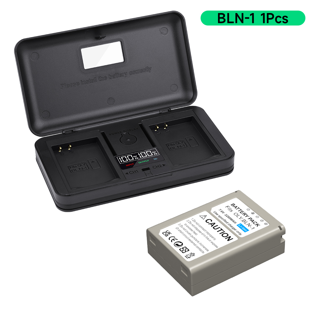 BLN-1 BLN 1 PS-BLN1 Batería con estuche de almacenamiento Cargador para Olympus OM-D E-M1, Olympus Pen F, OM-D E-M5, PEN E-P5, OM-D, HLD-6: YELLOW