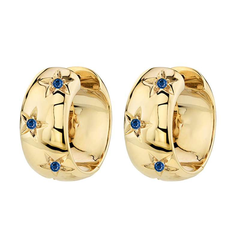 TIANDE-pendientes de aro grandes de Color dorado para mujer, aretes con Piercing circular y estrella de circón fino, accesorios de joyería para