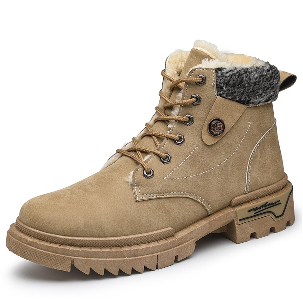 Winter heren martin laarzen, koreaanse herenlaarzen, casual en zachte katoenen laarzen, herenschoenen, warme sneeuwlaarzen: Kameel / 39
