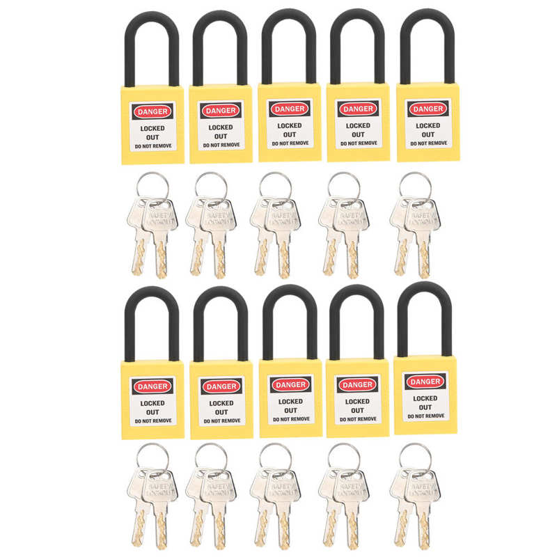 lock smart door lock 10 Sets 38mm Lockout Lock Dustproof Nylon Industrial Engineering Insulation Security Tool for Factories: yellow