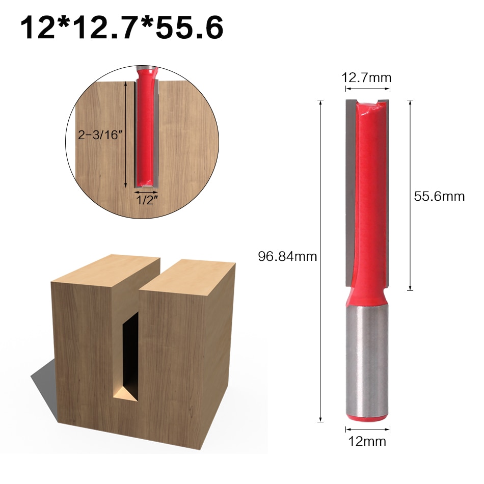 1 pc Straight/Dado Router Bit 1/2" Dia. X 2-1/2" Length - 12mm Shank Woodworking cutter Wood Cutting Tool