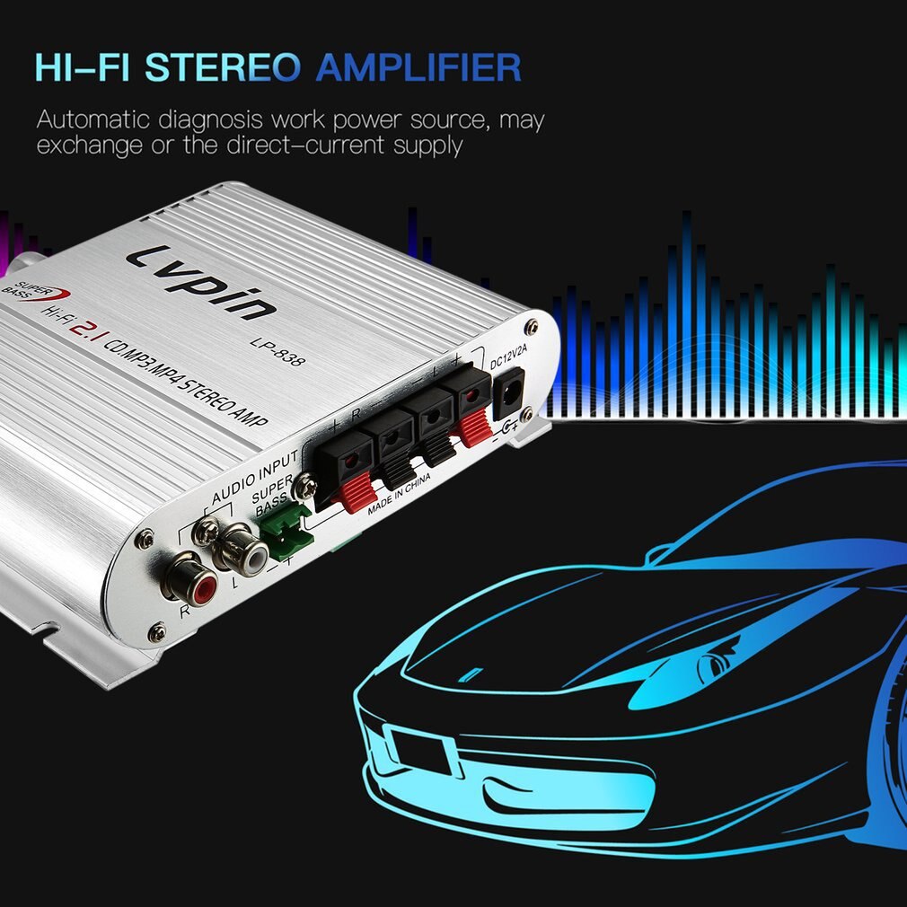 Mini HiFi Sliver 12V 200W CD MP3 Radio Car Auto Motor Boat Home Audio Stereo Bass Speaker AMPLIFIER BOOSTRER Verstarker Vehicle