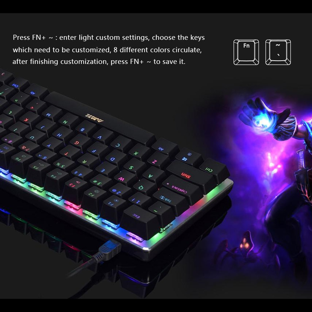 Ajazz AK33 82 klawisze przewodowa mechaniczna klawiatura do gier RGB niebieski przełącznik do gry komputerowe z ergonomicznymi chłodnymi podświetlany diodami LED nowość