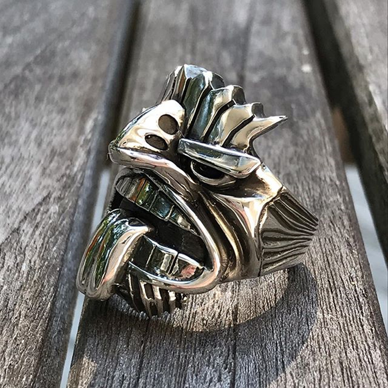 Eyhimd Māori Mythologie Rvs Tiki Totem Ringen Heren Tribal Unieke Biker Amulet Sieraden