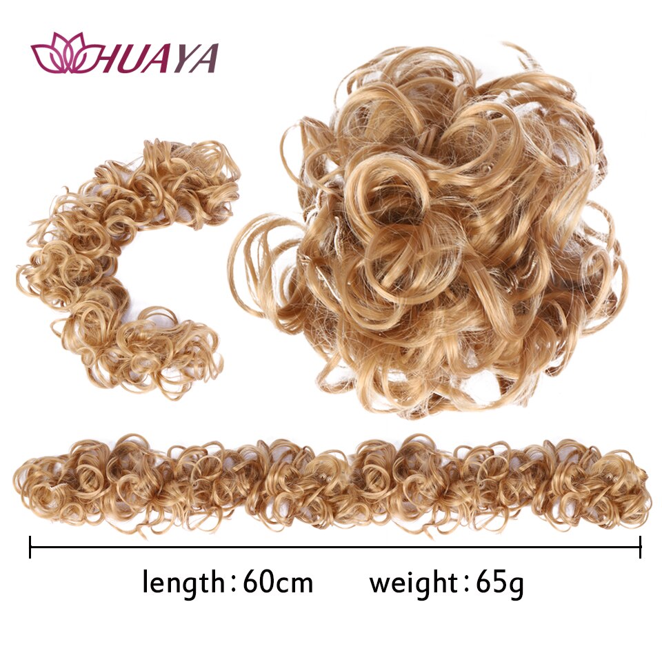 HUAYA Synthetic Chignon Hairpiece Messy Curly Scrunchie Hair Bun for women hair Extensions with Rubber Band Updo Ponytail