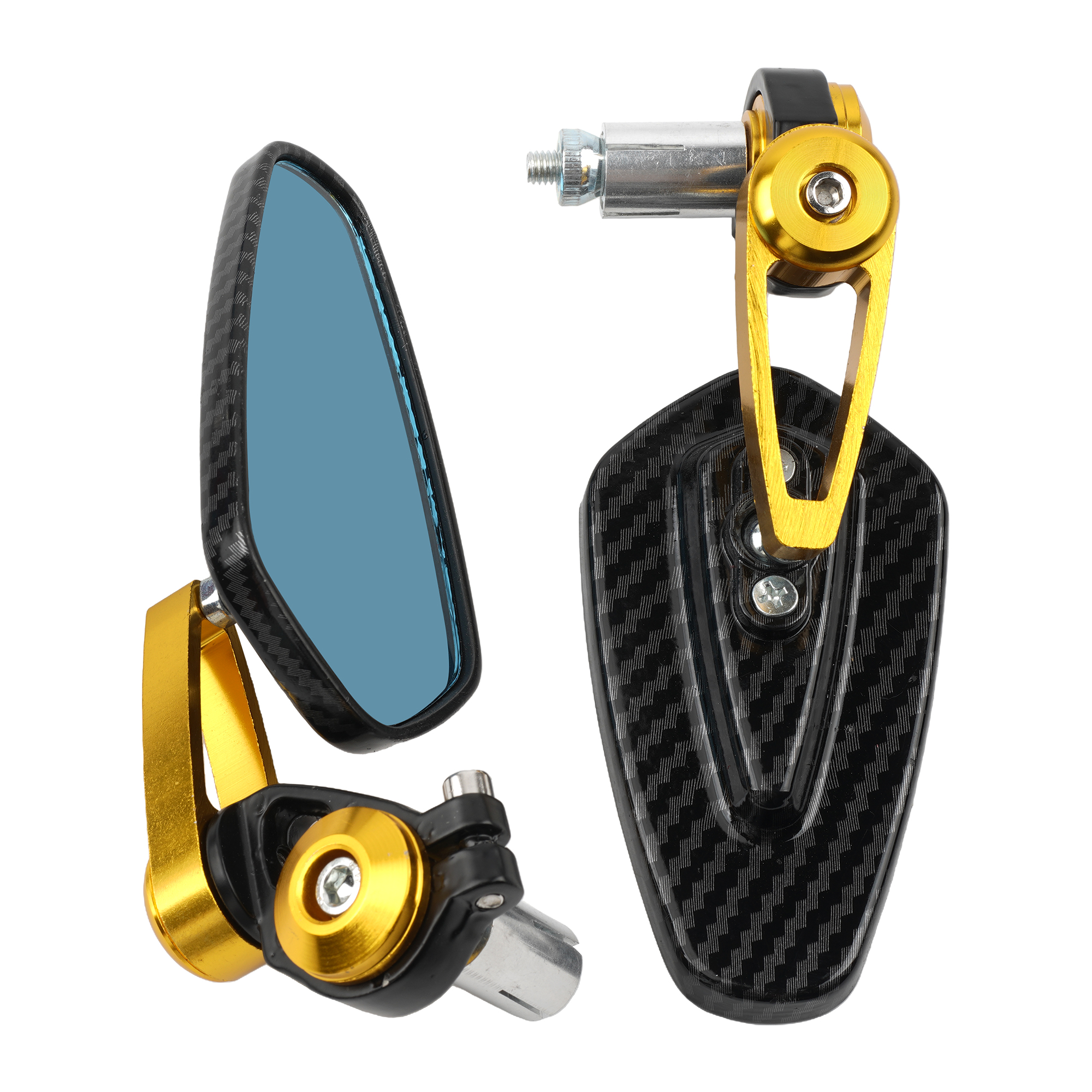 Motorcross 360 Draaibare Omgekeerde Achteruitkijkspiegel Motorfiets Carbon Fiber Accessoires Einde Stuur Gemodificeerde Spiegel: Goud