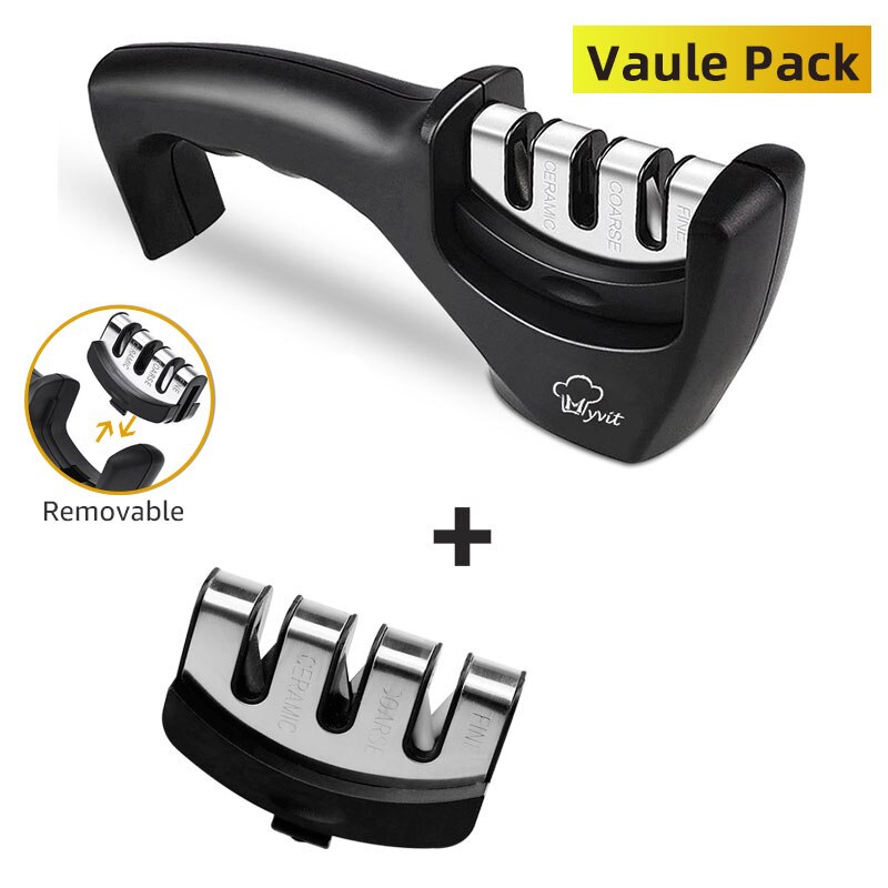 Knife Sharpener Diamond Stainless Steel Knife sharpening Tool Carbide Ceramic Knife Kitchen Tools Sharpening Stone: black set