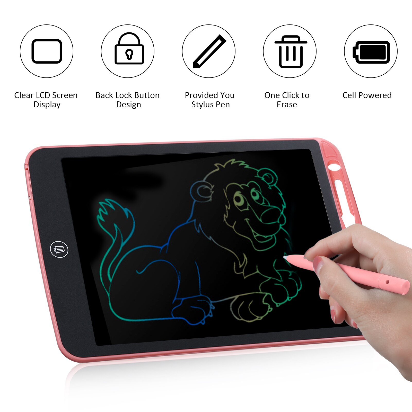 10-Inch LCD Writing Tablet - Reusable Electronic Drawing Board with Stylus Pen
