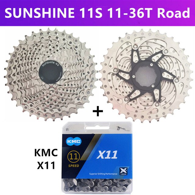solskinn-sz mtb / landeveissykkel svinghjul 11/22/33 hastighet 11-25t/28t/32t/36t/40t/42t/46t/50t/52t kassett svinghjul og kmc  x11: Vei 36t og  x11