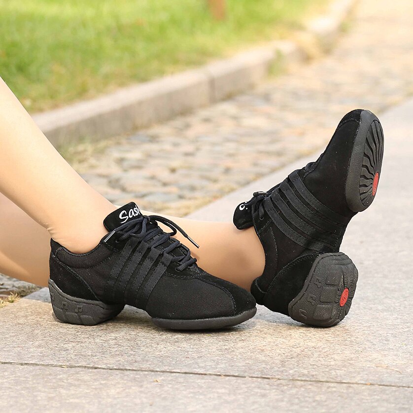 USHINE T01 Black Mesh Modern Jazz Shoes Zapatos De Dance Sneakers Jazz Ballet Dance Shoes Woman