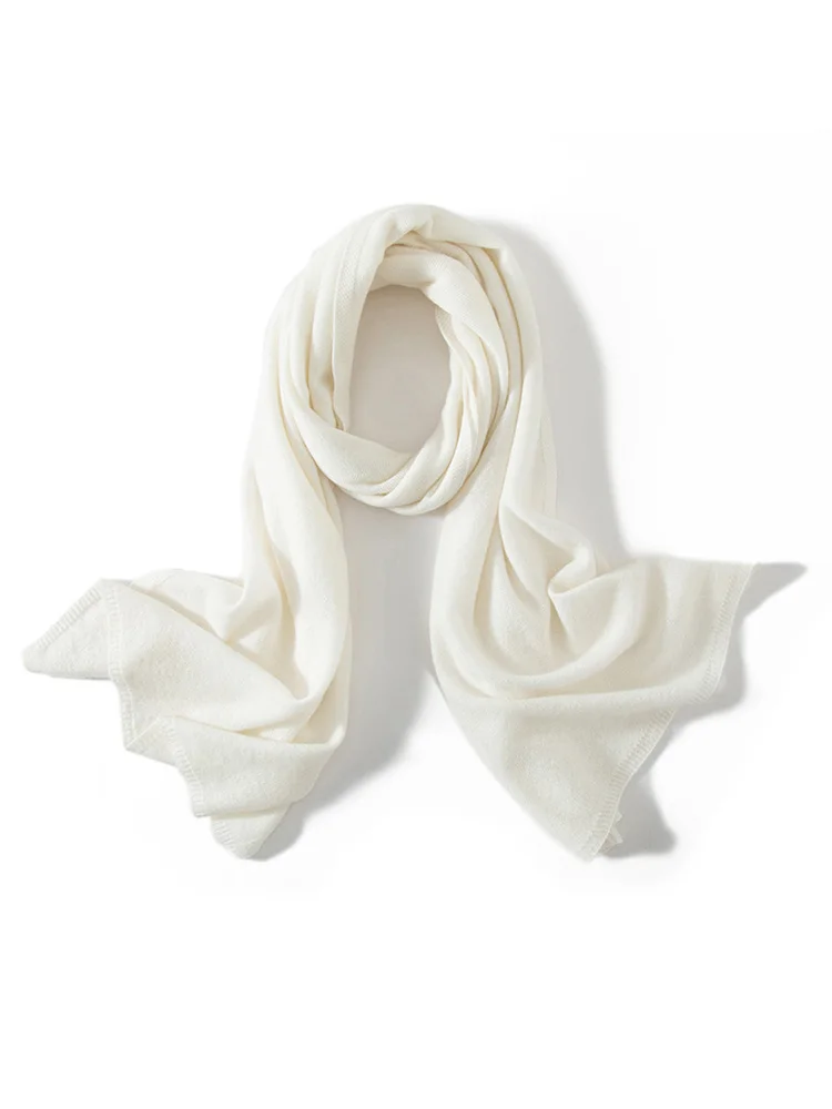 Bufanda de Cachemira de lana para mujer, Pashmina sólida básica, bufandas grandes simples, chal de Cachemira, envolturas exteriores ligeras, Hijab Delgado, Otoño e Invierno: Blanco
