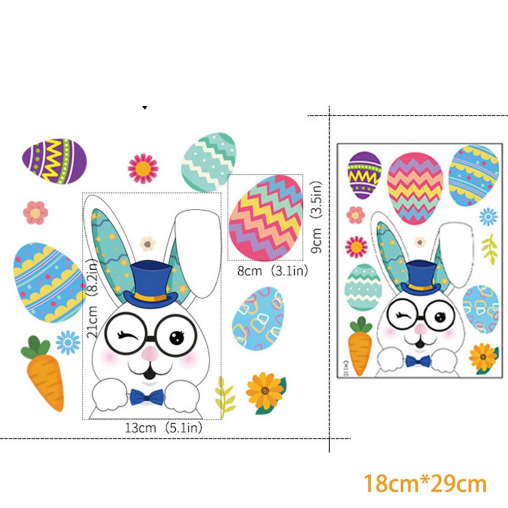 Happy Easter Electrostatic Window Stickers Rabbit Eggs Chick Wall Sticker Easter Decor for Home Easter Party Bunny Wall Decals: F