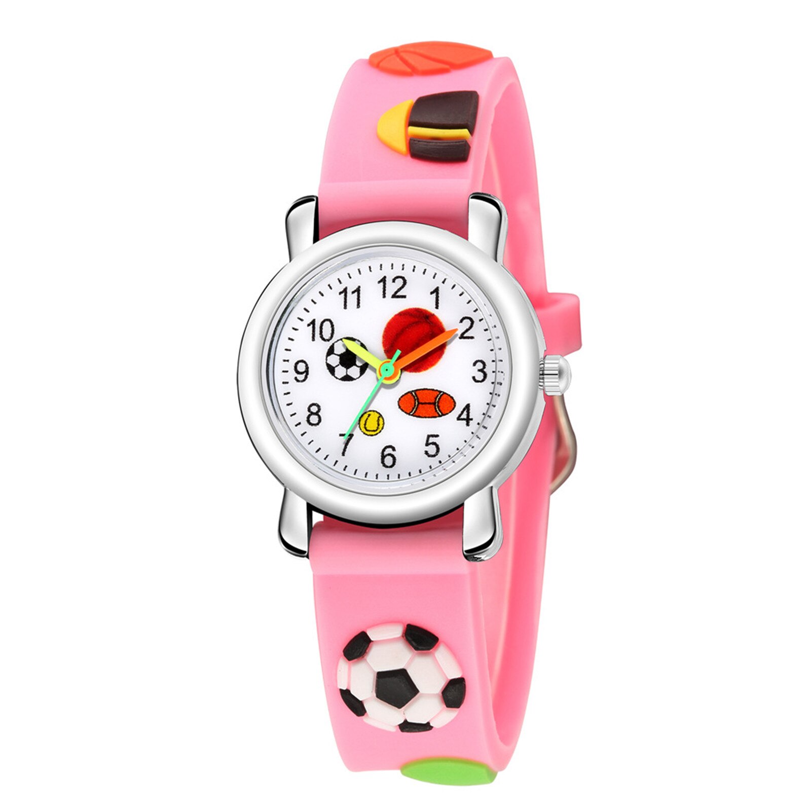 Cute 3D Soccer Kids Watches Soft Silicone Football Band Children Watch Boys Girls Baby's Wrist Watch Clock Relogio Infantil: Pink