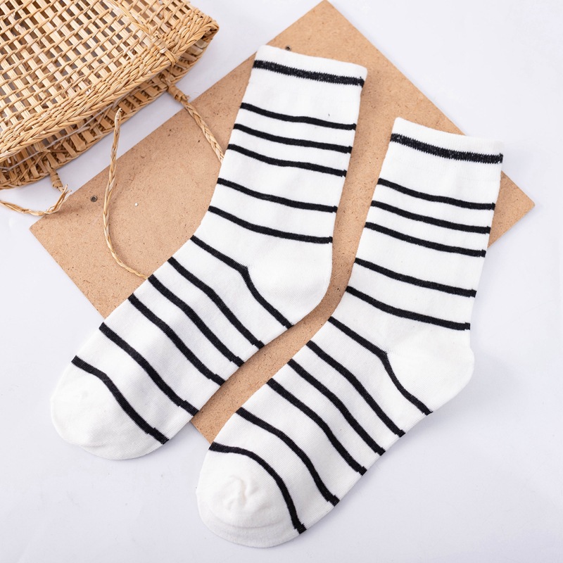 Cute striped socks funny cow print cartoon casual socks cute animals chaussettes kawaii happy deodorant socks: E