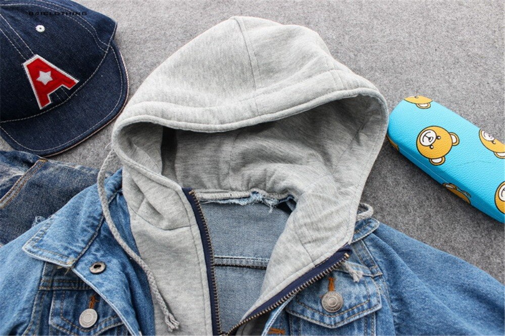 Stijl Herfst Jongens Cowboy Jeans Jas Kinderen Cool Classic Hooded Uitloper Jassen Kids Casual Kleding