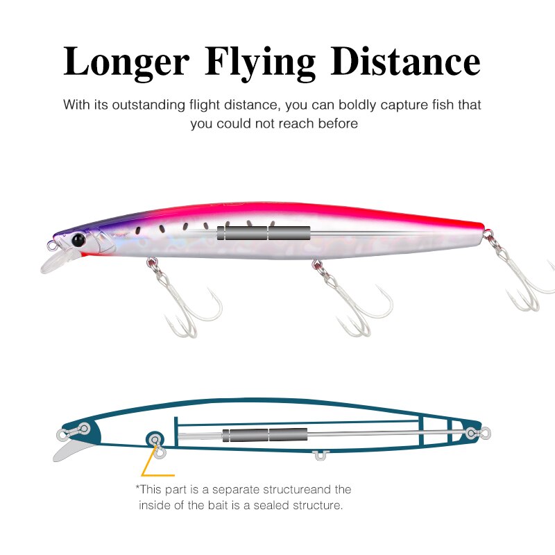 TSURINOYA 163S Ultra Long Casting Sinking Minnow Sea Fishing Lure STINGER 163mm 34.2g Seabass Tuna Saltwater Large Hard Baits