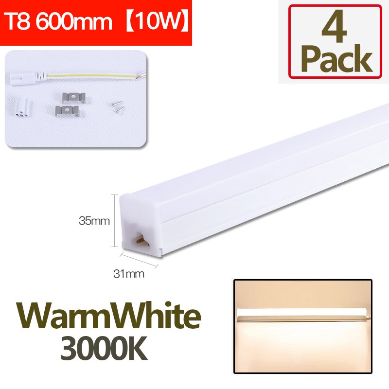 T8 T5 Led Leuchtstoffröhre 220V Rohr Led 120cm 60cm T8 Wand Lampe Lampe Licht Lampara 5W 20W Tobe lampa 2FT 4FT Home Küche Beleuchtung: 4pcs 9W Warm White