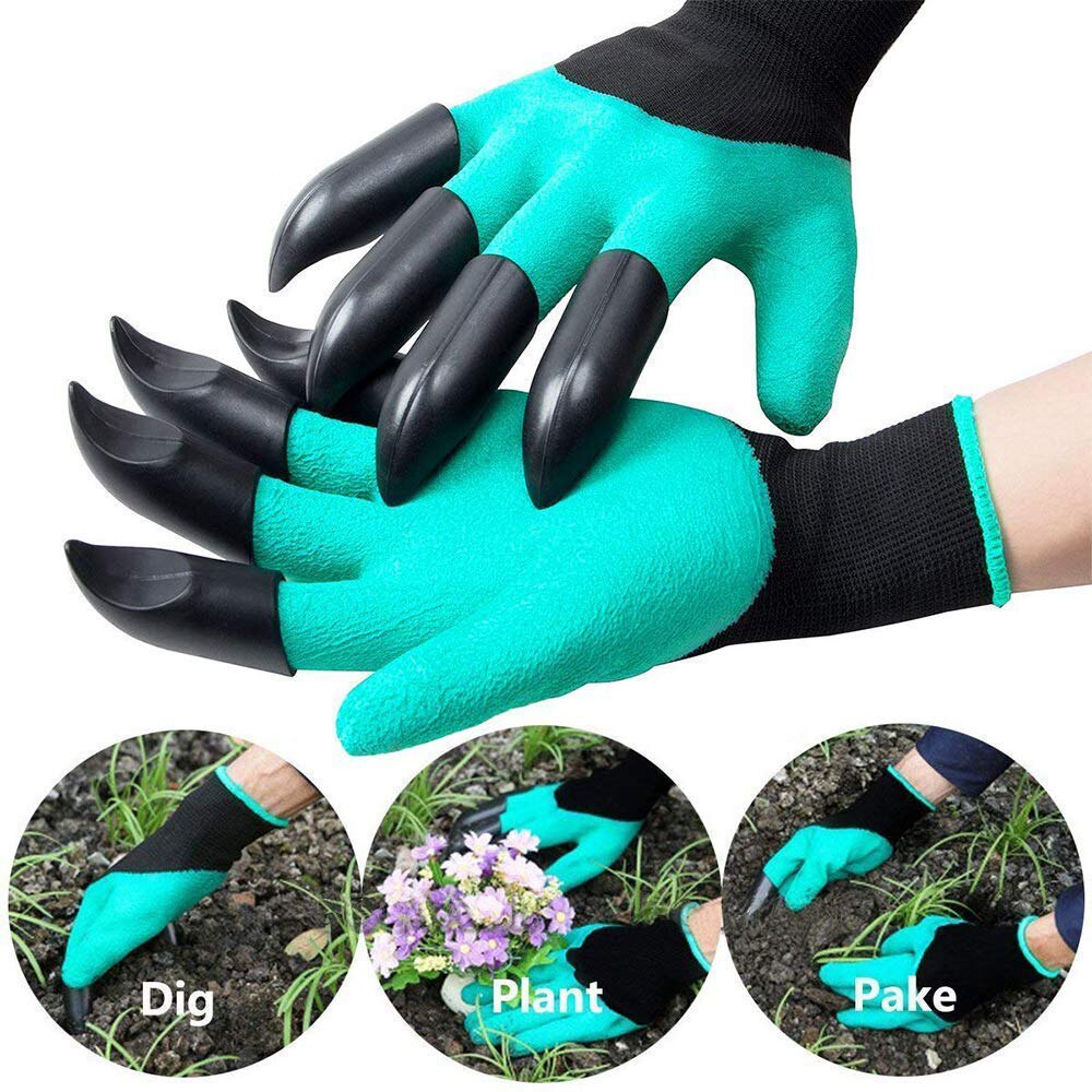 2 Pairs Gardening Gloves with Claws Puncture Resistant, Waterproof Safe Garden Gloves for Digging, Pruning &amp; Planting