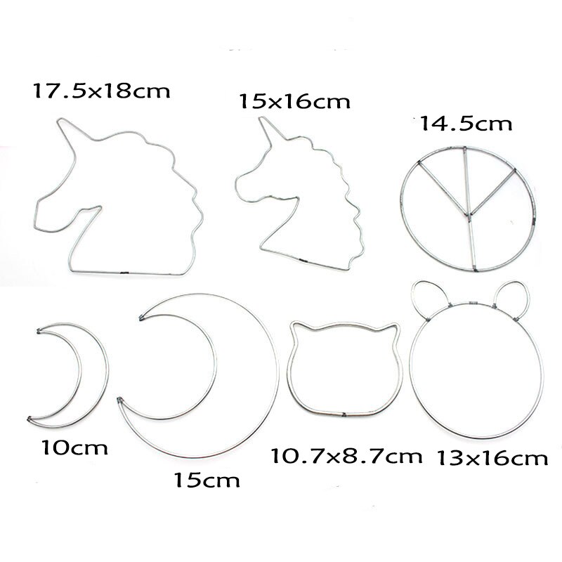 Anneau attrape-rêve en métal, pentagramme, licorne, cœur, macramé, artisanat, bricolage, carillon de mariage, accessoire suspendu: 6