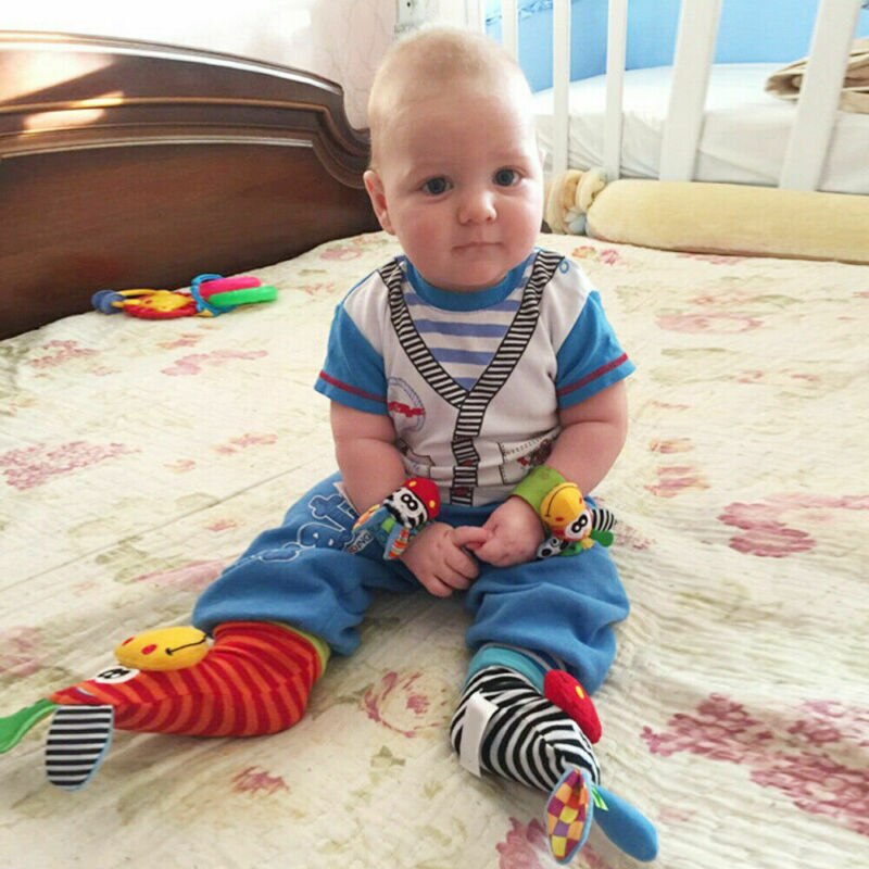 Baby Spielzeug Nette Baby Infant Weiche Rasseln Handbells Hand Fuss-sucher Socken Entwicklungs Spielzeug Gefüllte Socken Geburtstag