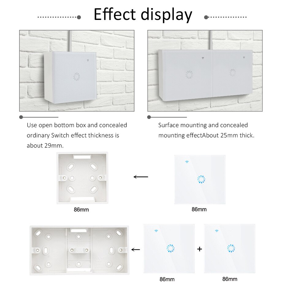 Externe Montage Schalter Kasten 86mm * 86mm * 33mm für 86 Typ Doppel Schaltet oder Steckdosen Gelten für Jede Position von Zauberstab Oberfläche
